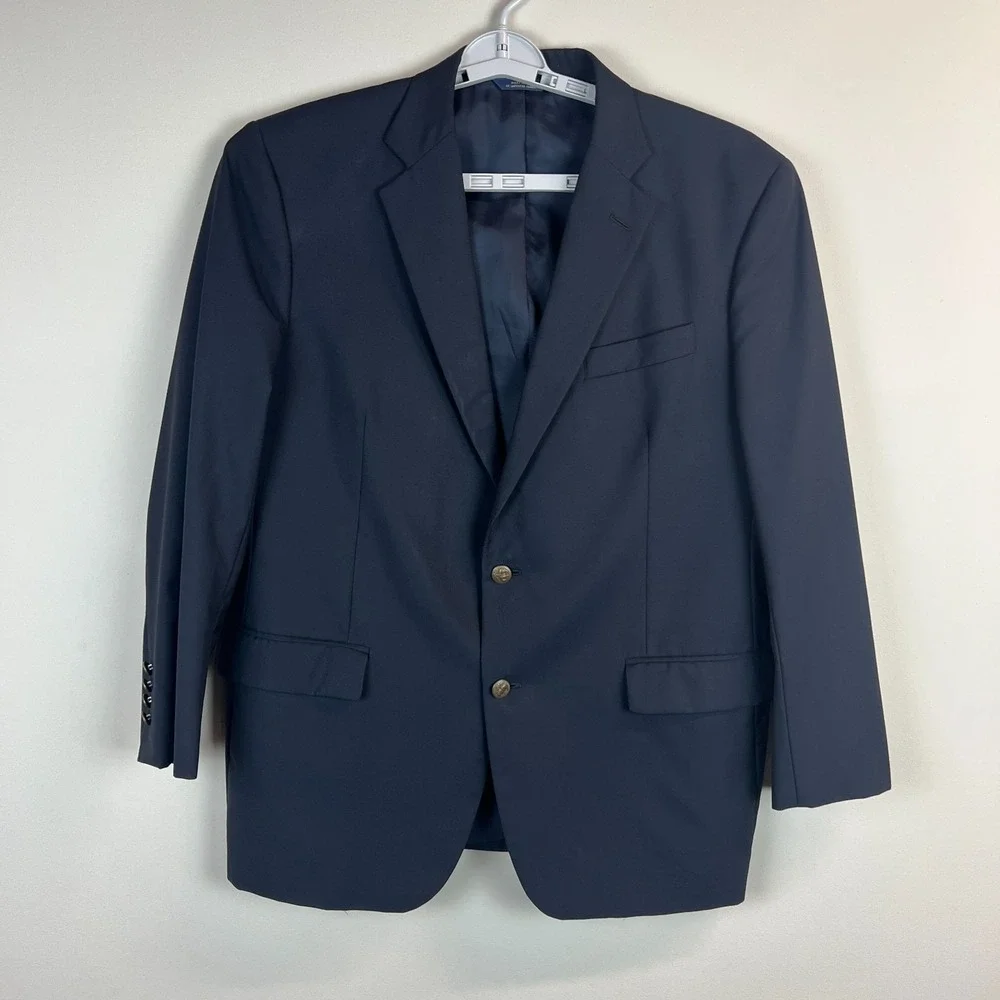 Brooks Brothers 1818 Madison Loro Piana Blazer Sport Coat Men 45R Navy Wool WEAR